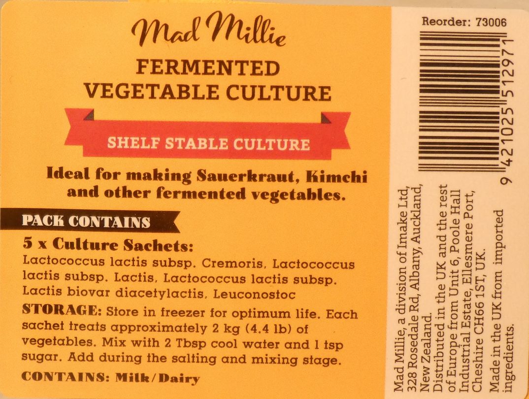 Fermented Vegetable Cultures Sachets