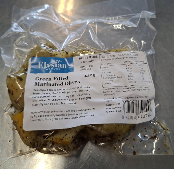 Green Pitted Marinated Olives 120g