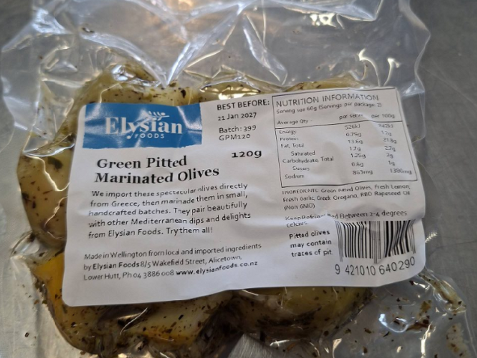 Green Pitted Marinated Olives 120g